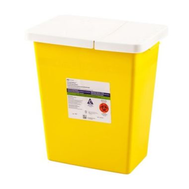 8 Gallon Yellow SharpSafety Sharps Container, Hinged Lid - 8985