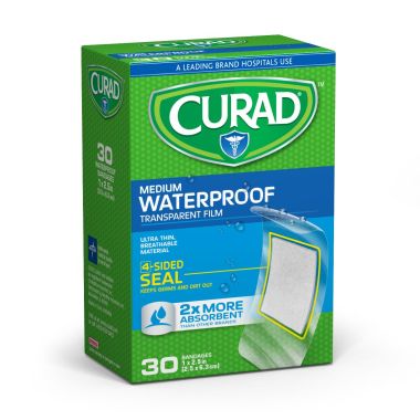 CURAD Clear Waterproof Adhesive Bandages, 3/4 x 3 in. - CUR44010RB