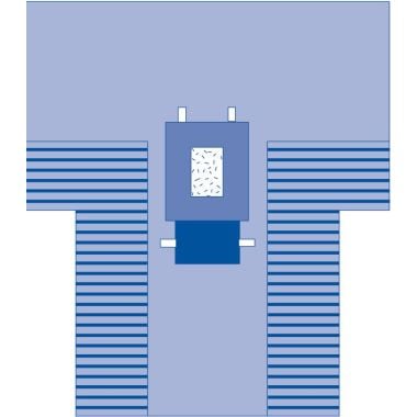 Medline Laparotomy Surgical T-Drape with Incise and Instrument Pad, 102 x 78 x 121 in., 9 x 14 in. Fenestration - DYNJP3002