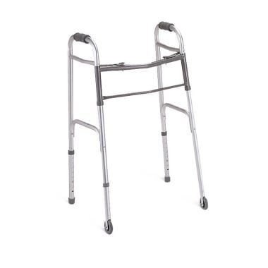 Medline Two-Button Folding Walkers with 3 in. Wheels, Adult - MDS86410W4