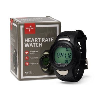 Medline Heart Rate and Pedometer Watches, Water-Resistant - MDSP3044