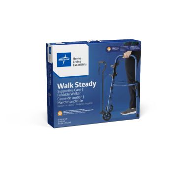 Medline Walk Steady Caregiver Kit, Walker and Cane - WLK-CANEKIT10