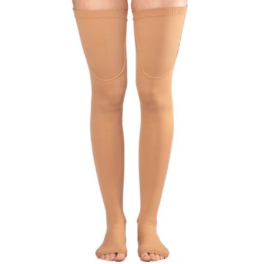 Shape To Fit Unisex Anti-Embolism Thigh High 18 mmHg Compression Stockings, Open Toe