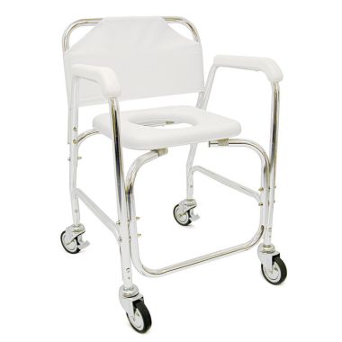 DMI Rolling Shower and Commode Transport Chair with Padded Toilet Seat