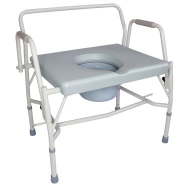 DMI Drop Arm Portable Toilet Commode, Extra-Wide Seat - 500lb Capacity