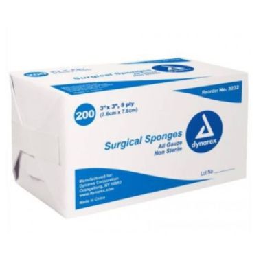 Dynarex 3 x 3 Inch Surgical Gauze Sponges 8 Ply - 3232