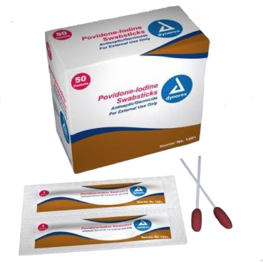 Dynarex Povidone Iodine Swabstick - 1201, 1202