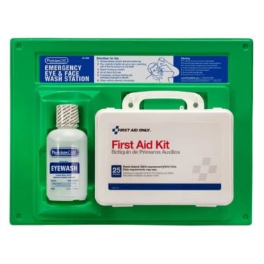 First Aid Only Contractor's First Aid Kit - Eye & Face Wash Station