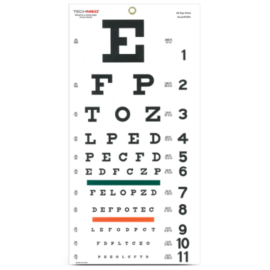 Tech-Med Snellen Eye Test Chart, 20' Distance