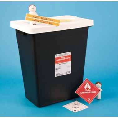 8 Gallon Kendall Black Waste Container with Horizontal/Vertical Entry - 17510