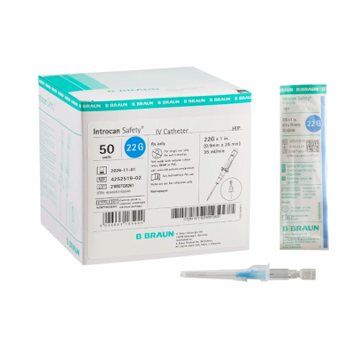 Introcan Safety IV Catheter (FEP) - 24g, 22g, 20g, 18g, 16g