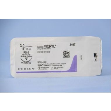 J&J Suture with Needle Coated Vicryl Absorbable Undyed Braided Polyglactin