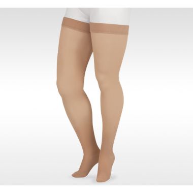 Juzo Soft 2001 Garter Style Thigh High 20-30 mmHg Compression Stockings, Closed Toe, Beige