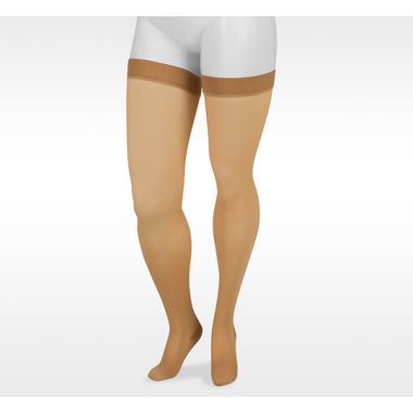 Juzo Basic 4411AG Closed Toe 20-30 mmHg Thigh High Compression Stockings Silicone Border, Beige