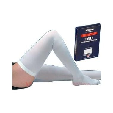 TED Hose Thigh High Closed Toe Anti-Embolism Compression Stockings, White