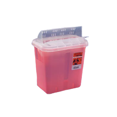 3 Gallon In-Room Transparent Red Sharps Container, Always Open Lid - 85221R