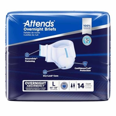 Attends Overnight Briefs with Heavy Absorbency