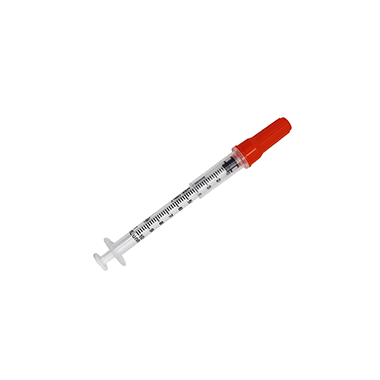 1 mL One-Care 29G Safety Insulin Syringe, 1/2" Needle