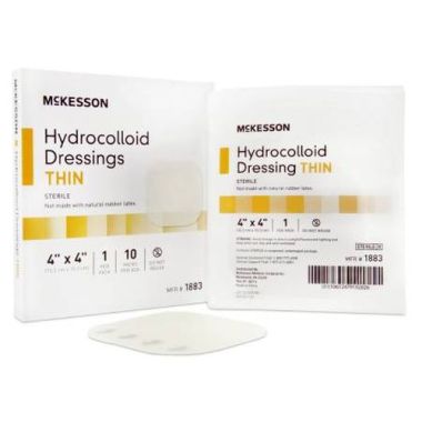 McKesson 4 x 4 Inch Hydrocolloid Dressing - 1883 | Thin, Sterile