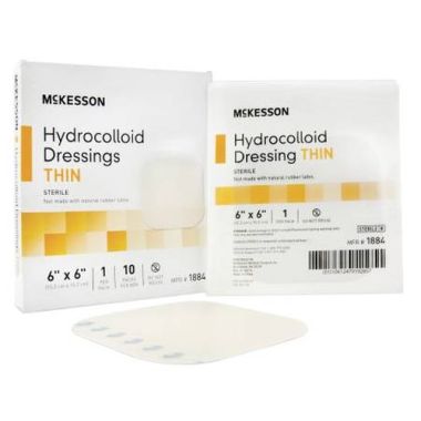 McKesson 6 x 6 Inch Hydrocolloid Dressing - 1884 | Thin, Sterile