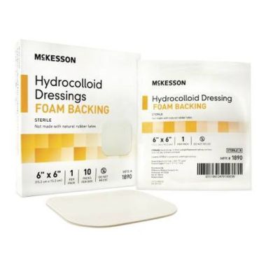 Mckesson 6 x 6 Inch Hydrocolloid Dressing with Foam Backing - 1890 | Sterile