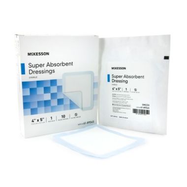 Superabsorber Super Absorbent Polymer Dressing 4 x 5 Inch - Sterile