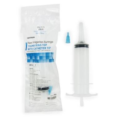 McKesson 60 mL Irrigation Syringe Thumb Ring Top with Catheter Tip