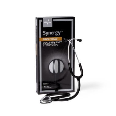 Medline Synergy Dual-Frequency Single-Head Stethoscope, Black - MDS926601