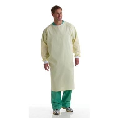 Medline Poly/Cotton Cover Gowns, Reusable, Yellow