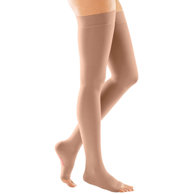 Mediven Forte Thigh High Compression Stockings w/ Silicone Top Band OPEN TOE 40-50 mmHg