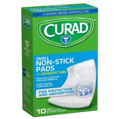 CURAD Non-Stick Pads with Adhesive Tabs, Latex Free - Sterile