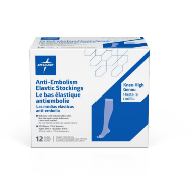 Medline 15 to 18 mmHg Knee Length Anti-Embolism Stockings, White