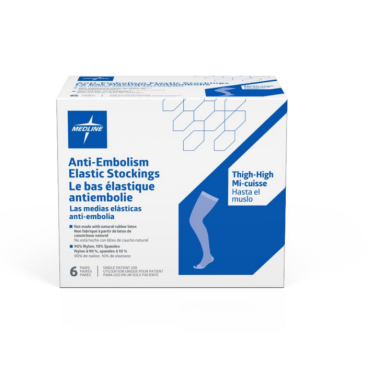 Medline EMS Open Toe 15 to 18 mmHg Thigh Length Anti-Embolism Stockings, White