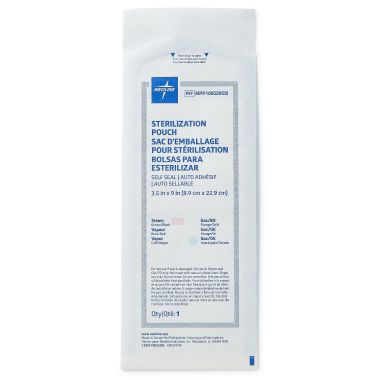 Medline Self-Seal Sterilization Pouches for Steam and Gas, 3-1/2 x 9 in. to 12 x 15 in.
