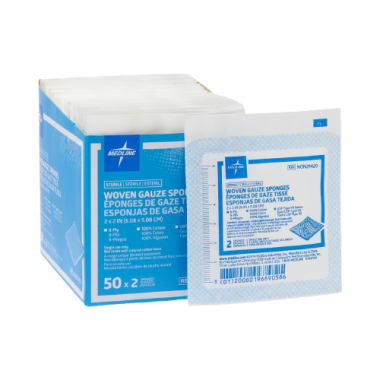 Medline USP Type VII 2 x 2 Inch Woven Gauze Sponges 8 Ply, Sterile - NON21420