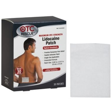 OTC RESCUE Topical Pain Relief Lidocaine Patch, 4% Strength