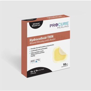 ProCure Hydrocolloid-THIN Wound Dressing with Border - Several Sizes