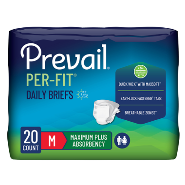 Prevail Per-Fit Unisex Daily Briefs - Maximum Plus Absorbency 