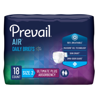 Prevail Air Stretchable Daily Incontinence Briefs, Ultimate Absorbency
