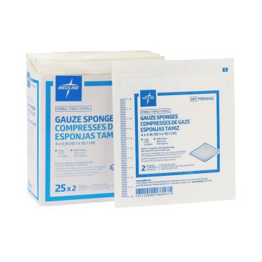 Medline 4 x 4 Inch Woven Gauze Sponges 12 Ply, Sterile - PRM4412