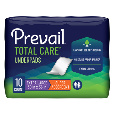 Prevail Total Care Underpads - Extra Large Plus, 30 x 36 Inches
