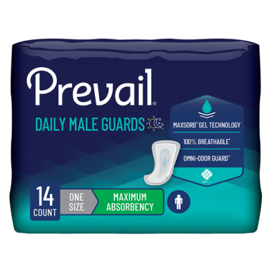 First Quality Prevail Male Guards - Size: 12.4 in. Pad (Maximum Absorbency)