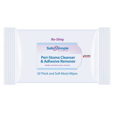 Safe n Simple No Sting Peri-Stoma Cleanser & Adhesive Remover Wipes