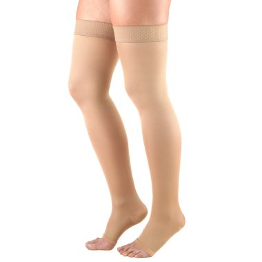 TRUFORM Opaque 20-30 mmHg Thigh High Compression Stockings, Open Toe