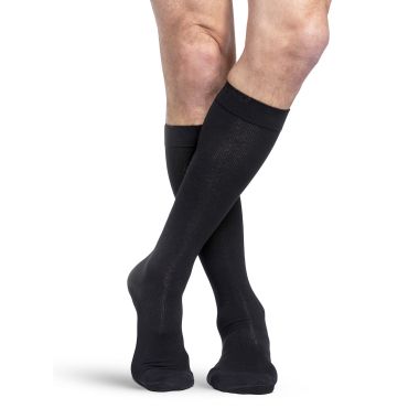 Sigvaris 232C Men's Cotton Essential Knee High Closed Toe 20-30 mmHg Compression Socks, Long
