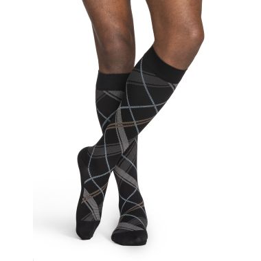 Sigvaris Men's Style Microfiber Patterns Compression Socks, Closed Toe, Short