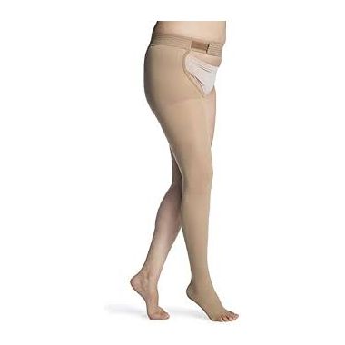 Sigvaris 860 Select Comfort Thigh High Compression Stockings, Waist Attachment - 862W OPEN TOE 20-30 mmHg