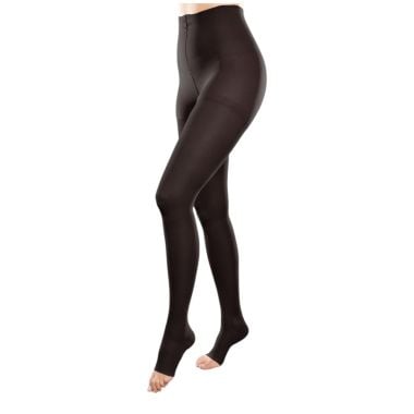 Therafirm Ease Opaque Unisex Waist High Moderate Support 20-30 mmHg Compression Stockings, Open Toe