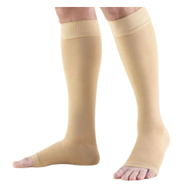 TRUFORM Classic Medical Knee High Silicone Dot Top OPEN TOE 20-30 mmHg