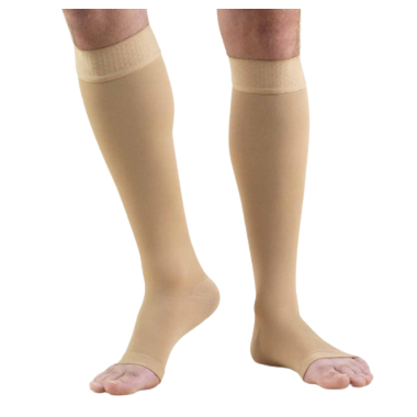TRUFORM Classic Medical Knee High Silicone Dot Top OPEN TOE 30-40 mmHg